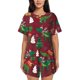 thumbnail image 1 of Fotbe Dinosaur Christmas Happy New Year Conjunto de Pijama Estampado para Mujer, 2 Piezas, Ropa de Dormir con Camiseta de Manga Corta y Shorts Suaves-3X-Large, 1 of 6