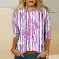 thumbnail image 2 of JTZGDY Womens Plus Size Tops Funny Striped Printed Summer 3/4 Sleeve T-Shirts Trendy Overszied Crewneck Basic Tunic Blouse Loose Fit Casual Graphic Tees Hot Pink XXXL, 2 of 5