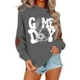 thumbnail image 2 of Women'S Pullover Sweatshirt Women'S Long Sleeve Pullover Sweatshirt Football Print Casual Crewneck Top For Games And Everyday Wear Grey L, 2 of 5