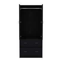 Newboti Furniture 71" H Armoire with Two Doors, Two Drawers, and Hanging Rod,Black 43748