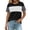 Black, variant on Womens Short Sleeve T Shirts Color Block Crewneck Casual Summer High Low Hem Side Split Blouse, Trendy Basic Daily Work Vacation Going Out Tops 2026 Fashion Clothes
