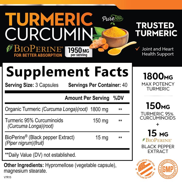 Turmeric Curcumin 1950mg with BioPerine, 95% Standardized