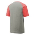 thumbnail image 6 of Mens Tri-Blend Wicking Polyester/Cotton/Rayon Raglan Tee True Red Heather/ Light Grey Heather Large, 6 of 8