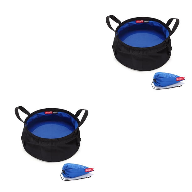 Sonducket Cubo de agua al aire libre 8.5L Senderismo Bolsa de lavabo plegable portátil Nylon Reutilizable Contenedor de mochilero de gran Azul 2piezas