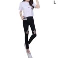 thumbnail image 2 of Pantalones de mujer Pantalones de malla con agujeros destruidos de verano Leggings delgados Pantalones lápiz, L AweSitey AP001645-03, 2 of 7
