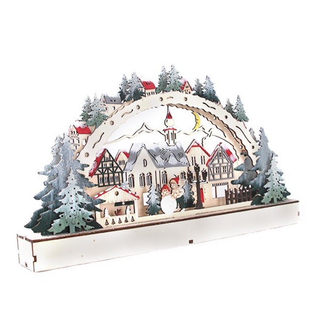 Escena del bosque de Navidad LED, casa de Navidad LED Navidad de madera Pueblo de Navidad Casa de Navidad Construcción robusta