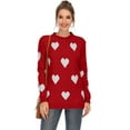 thumbnail image 2 of Sweaters for Women Valentine's Day Cute Hearts Print Pullover Sweaters Casual Knitted Jumper Tops Shermie, 2 of 6