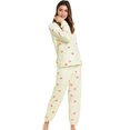 thumbnail image 1 of Pijama Unique Bargains de Franela Lindo Impreso manga larga y Pantalones Para Dormir Invierno Corazón Amarillo XL, 1 of 6