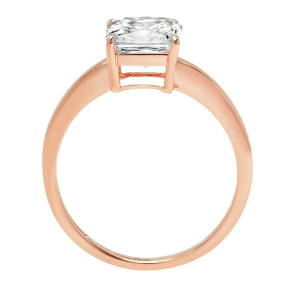 2 ct Asscher Cut White Sapphire Solitaire Engagement Ring for Women in 14K Rose Gold