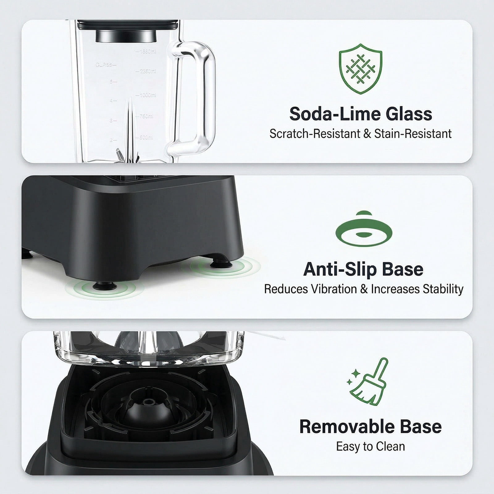 Gianna Blender with 850 Peak Watts, 54oz Full-Size Countertop Blender, 4 Speeds with Pulse for Smoothies & Frozen Drinks, Dishwasher Safe & Non-Slip Base, Black