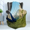thumbnail image 4 of Yosemite Soft Flannel Fleece Blanket, El Capitan Half Dome and Bridalveil Falls Tourist Attraction Landscape Image Print, Cozy Plush for Indoor and Outdoor Use, 60" x 80", Green Blue, by Ambesonne, 4 of 5