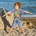 thumbnail image 3 of FORMRS Boys Rash Guard Short Sleeves Swim Shirt Quick Dry UPF 50+ Sun Protection, Sizes 3-12T, Floral Fiesta, 3 of 6