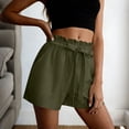 thumbnail image 4 of ClodeEU Women's Linen Blend Drawstring Shorts with Pockets ,Pleated Elastic Waist Casual Bottoms Green,Womens Plus L, 4 of 5