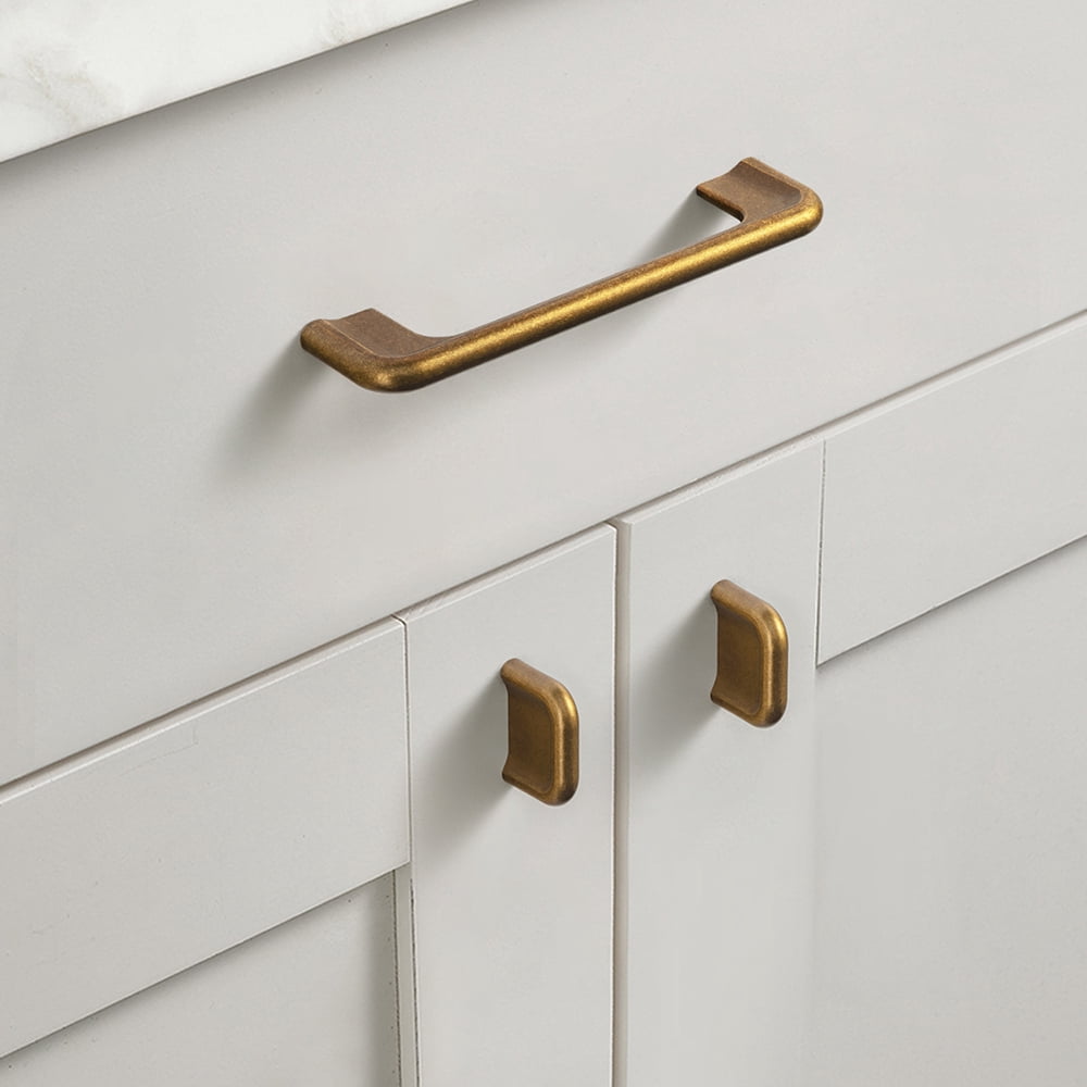 Goo-Ki 12 Pack Antique Brass Cabinet Handles of 5''(128mm) Hole Center, Zinc Alloy Cabinet Pulls for Drawer,Dresser,Cupboard (2057) Wardrobe,