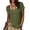 Army Green, variant on Women's Solid Linen Short Sleeve U-Neck Button Top Summer T-Shirt