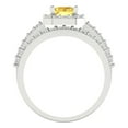 thumbnail image 4 of 2.22 ct Brilliant Emerald Cut Natural Citrine 18K White Gold Halo Solitaire with Accents Engagement Bridal Wedding Ring Band Set size 9.25, 4 of 7