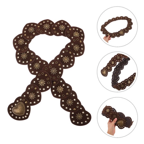 unbranded Cinturón Ancho De Estilo Western Con Discos Decorativos Ajustable Para Jeans Y