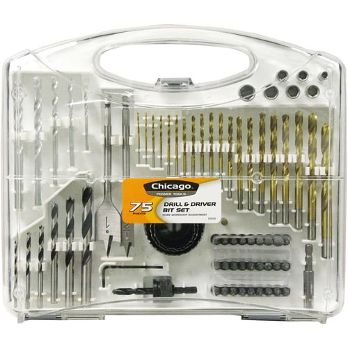 Chicago Power Tools Power Drill Accessory Set, 75Piece