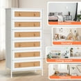 thumbnail image 5 of Pellebant 6 Drawer Rattan Dresser Storage Tower, Tall Fabric Chest with Wood Top for Bedroom, Hallway, Entryway, Closet (White), 5 of 9