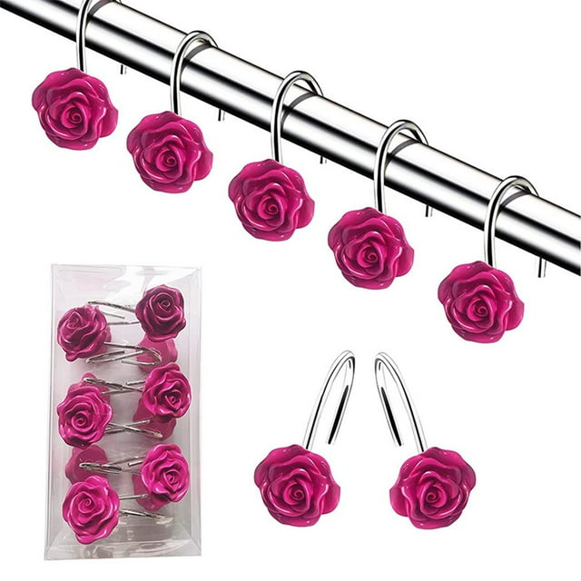 Boovnll Rose Shower Curtain Hooks Curtain Hooks Shower Curtain Hanging Rings Hardware Accessories Decorative Hooks, Home Decor, Room Decor, Living Room Decor