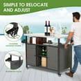 thumbnail image 3 of HOMEFUN Outdoor Bar Cart with Storage Cabinet - Waterproof Serving BBQ Grill Cart on Wheels for Patio and Backyard, 3 of 13