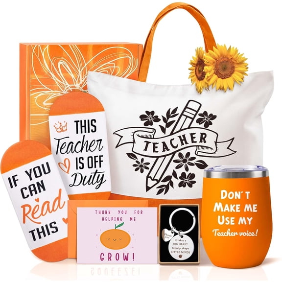 Teacher Appreciation Gifts, Teacher Gifts for Women - Unique Birthday Valentines Mothers Day Christmas Gifts for Teacher, Orange Inspirational Thank You Gift