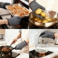 thumbnail image 2 of Unique Bargains 2pcs Silicone Heat-Resistant and Waterproof Oven Mitts Gray 10.8" x 8.1", 2 of 7