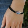 thumbnail image 3 of Consent is Necessary Novelty Suede Leather Metal Bracelet, 3 of 3