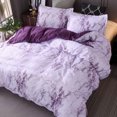 thumbnail image 2 of Matsuzay Juego de cama de 3 uds., edredón de 3 uds., funda de almohada de Marbling, juego de fundas de almohada para habitación de invitados, Juegos de cama Violeta 210x210cm, 2 of 6