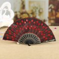 thumbnail image 2 of ionze Appliances Best Chinese Style Dance Wedding Party Lace Silk Folding Hand Held Flower Fan Fans （Red）, 2 of 2