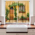 thumbnail image 2 of Ambesonne Italy Kitchen Curtains, City Life in Tuscany, 55"x45", Apricot Green Brown, 2 of 3
