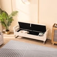 thumbnail image 4 of 67.91" Wide Beige Velvet Soft Bench with Hidden Storage for Windowsill Keep Pillows Tidy and Sit Comfortably, 4 of 4
