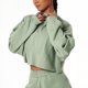 thumbnail image 2 of Sudadera de mujer de manga larga con cuello alto, blusa holgada deportiva informal transpirable con cremallera para exteriores, gris, verde, S, 2 of 5