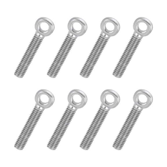 Uxcell 8 Pcs M5x25mm Shoulder Swing Lifting Eye Bolt, 304 Stainless Steel Metric Full Thread Fisheye Eye Slip Hole Screw Rigging Bolt Metal Fasteners Screws, Silver Tone