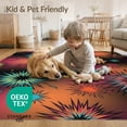 thumbnail image 4 of ODIKA Glowing Gamepad Motif Border Cracked Field Alfombra Burst Gamer Playful for Great Room, Indoor Open Concept, Large Living Low Profile Flatwoven, 4 of 7