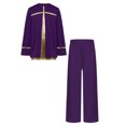 thumbnail image 2 of renvena Boys 2 Piece Worship Liturgical Outfits Long Sleeve Praise Dance Pullover Tops with Wide-Leg Pants Set Purple 12, 2 of 7