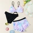 thumbnail image 2 of TAIAOJING Kids Child Girls 3 Piece Swimsuits Bathing Suit Print Bikini Tops Underpants Ruffled Shorts Pant Swimwear Set For 12-14 Years, 2 of 6