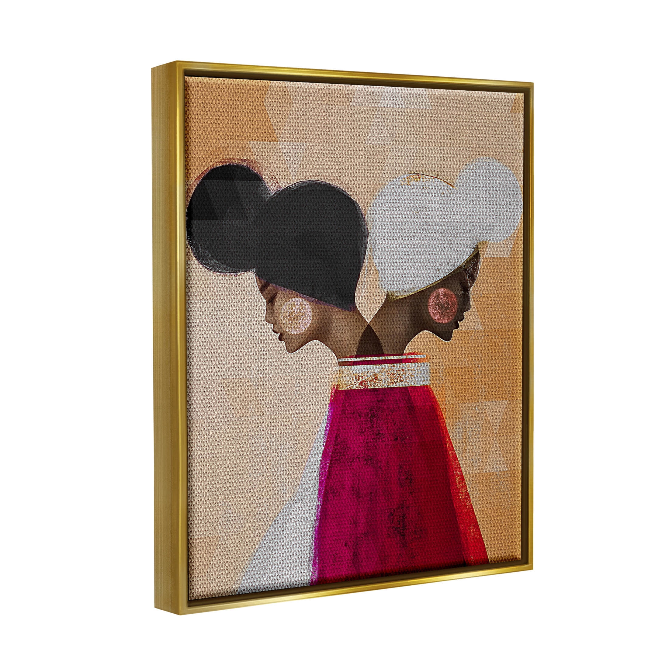 Modern Twin Girl Collage Abstract Graphic Art Metallic Gold Framed Art Print Wall Art
