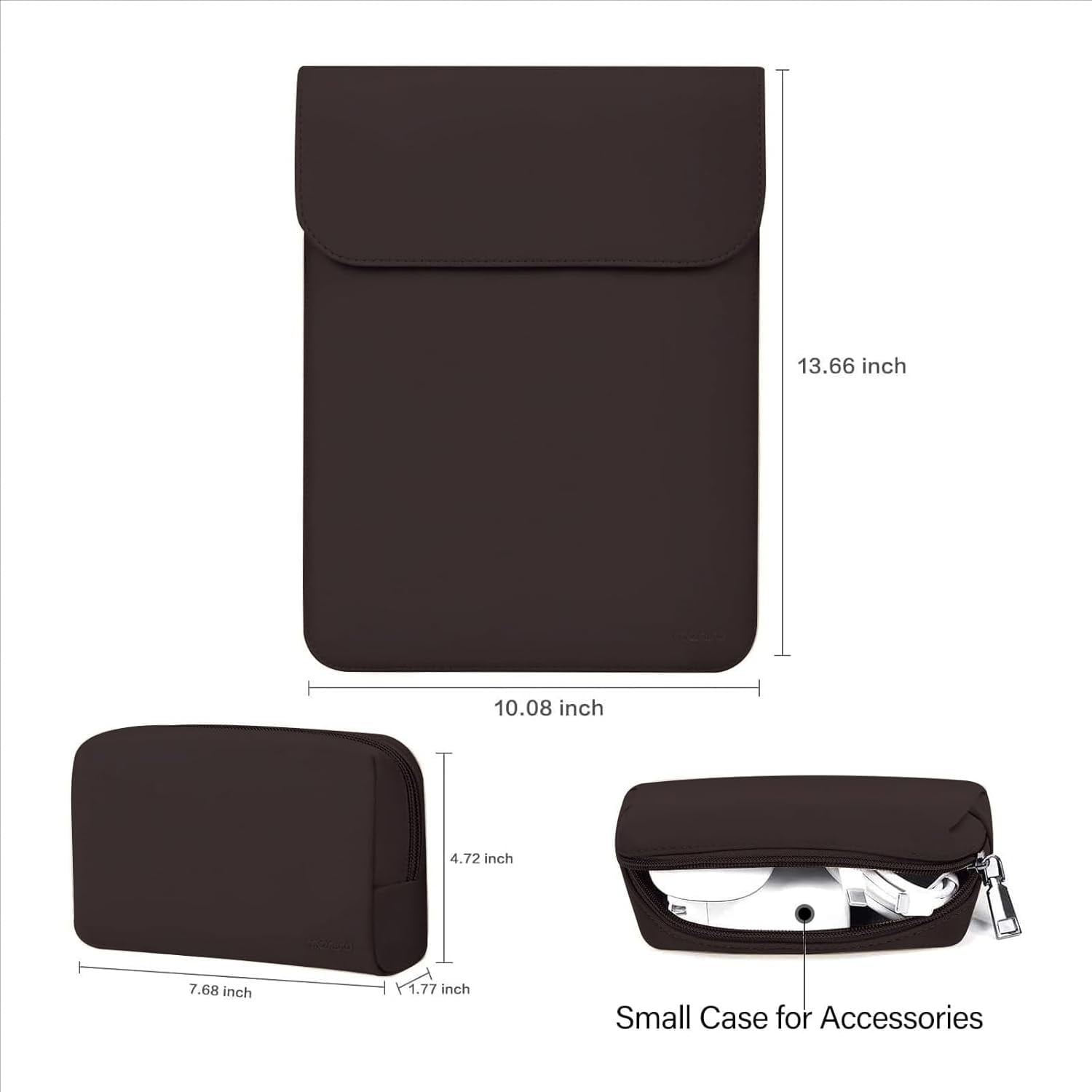 MOSISO 13" Leather Laptop Sleeve Compatible with MacBook/Air/Pro & iPad, Soft Shockproof Case with Accessory Bag