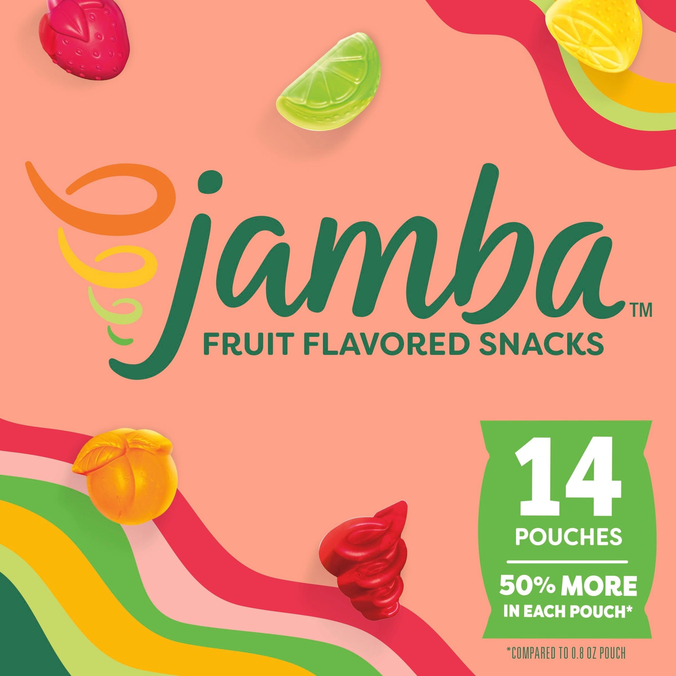 Jamba Fruit Flavored Snacks, Strawberry Surf Rider, Gluten Free, 16.8 oz (14 Pouches)