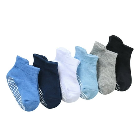 

6 Pairs Color Random Baby Cotton Socks Breathable Elastic Infant Toddler Crew Socks Solid Color Boy 1-3 Years Old