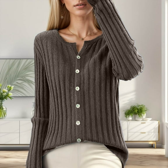 Women's Casual Slim Fit Cardigan O Neck Long Sleeve Soft Solid Sweater Knitwear Versatile Cardigan Button up Cardigan Long Sleeve Loose Cardigan Cardigan Women plus Size 3x Womens Jackets Sweaters