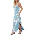 thumbnail image 3 of EQWLJWE Women'S Sleeveless O-Neck Print Long Dress Summer Maxi Dresses with Pocket, 3 of 6