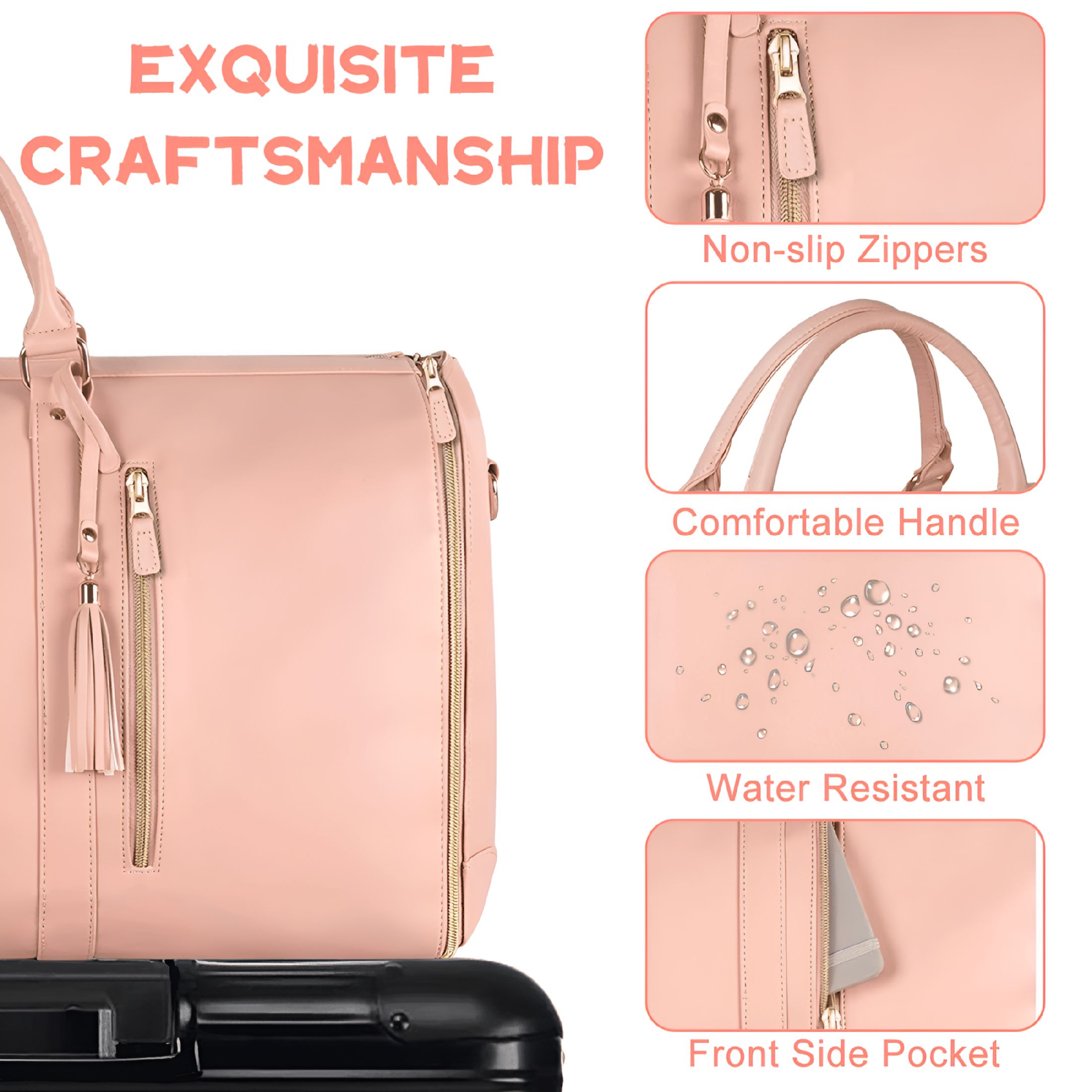 GASTROPOD 2026 New Garment Bag for Travel, Carry on Garment Bag, Hanging Suitcase Suit Weekender Travel Bag Pink, for Business Trips, Vacations, Suit Protection, Easy Packing, Travel Convenience.
