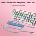 thumbnail image 4 of HXSJ USB to Type-C Keyboard Coiled Cable Detachable Mechanical Keyboard Coiled Cable with Metal Aviation Connector Nylon White, 4 of 9