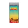 thumbnail image 2 of Tropical Bedding Set with Sheet & Covers, Sunrise Reflecting on Palm Tree Tops on Island Digital Weathered Holiday Theme, Printed Bedroom Decor 2 Shams, 4 Sizes, Multicolor, by Ambesonne, 2 of 3