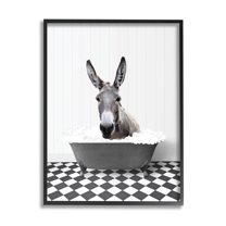 Stupell Industries Donkey in Vintage Bath Animals & Insects Painting Black Framed Art Print Wall Art, 24 x 30