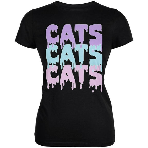Halloween Cats Cats Cats Juniors Soft T Shirt Black MD