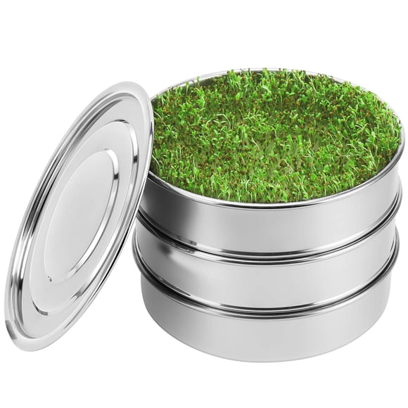 Kit para germinar semillas SOLIGT de acero inoxidable de 2 niveles, 20 cm