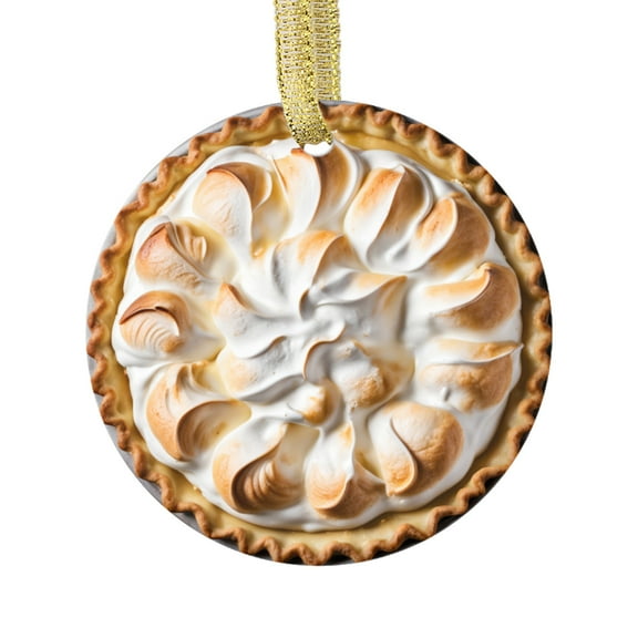 Lemon Meringue Pie Baked Merange Pies Baker Food Double Sided Ceramic Foodie Novelty Holiday Christmas Xmas Tree Ornament Gift Accessory (Flat Printed Design, NOT 3D)